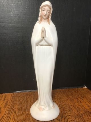Vintage Virgin Mary Madonna Porcelain Figurine Statue 13” Tall 1950 