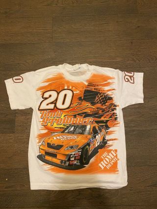 Vtg Tony Stewart Home Depot All Over Print T - Shirt Youth Large Nip Double Sided