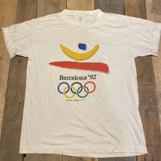 Vintage 1988 Barcelona 1992 Olympic Summer Games Spain Single Stitch T Shirt Med