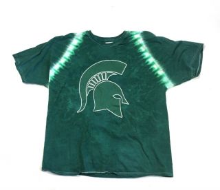 Michigan State Spartans Green Tie - Dye T - Shirt Sparty Helmet Logo Msu Men 