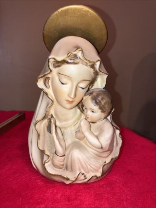 Vintage Madonna & Child Planter Head Vase Virgin Mary & Baby Jesus Artmark Japan