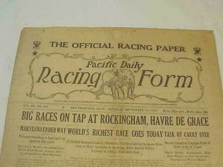 1933 1934 Pacific Daily Horse Racing Form Newspaper & Betting Sheets,