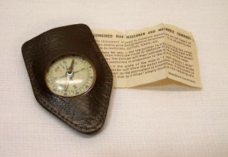Vintage Wwii Era German Made Pocket Opisometer & Compass Field Map Reading Tool