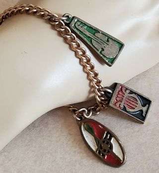 Vintage Made In Israel Jewish Star Hand Painted Metal Music Charm Bracelet 7 3/4
