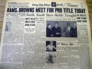 1955 Newspaper Cleveland Browns V Los Angeles Rams For Nfl Football Championship