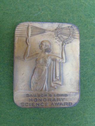 Vintage 1942 Bausch & Lomb Honorary Science Award Art Deco Bronze