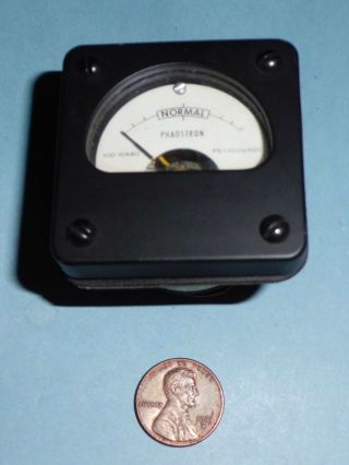 Vintage Phaostron Aviation Panel Meter Marked Normal - 100ua F.  S.
