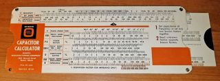 1960 Vintage Ohmite Capacitor Calculator - Cardboard Slide Rule