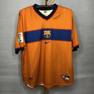 Barcelona 1998/2000 Nike Size Xl Third Orange Football Shirt Soccer Maglia Rare