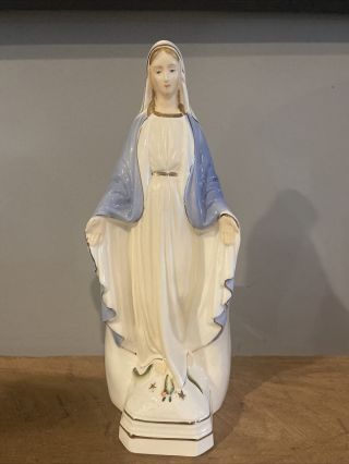 Vintage Virgin Mary Madonna Figurine Ceramic Planter Vase Artmark Japan