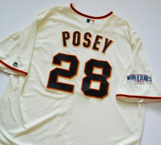 2014 San Francisco Giants Buster Posey 28 Majestic Cool Base Ws Jersey Sz.  2xl