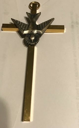 Catholic Confirmation Gift Gold Tone Cross Holy Spirit Silver Color Dove