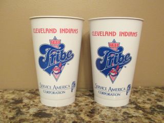 (2) Vintage Cleveland Indians Plastic Stadium Beverage Cups W/ 1989 Schedule
