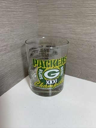 1997 Bowl Xxxi Champions Green Bay Packers Nfl Rocks Glass Rare