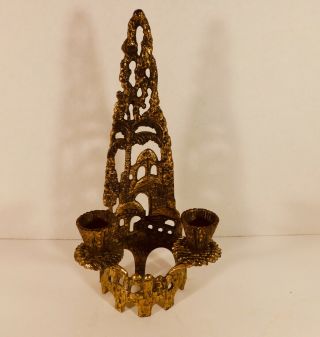 Vintage Tamar Judaica Shabbat Brass Candle Holder Jerusalem Israel,  10 " Tall