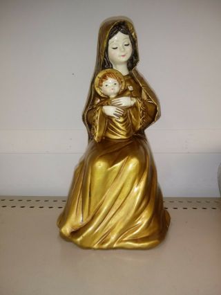 Schmid Bros Virgin Mary & Baby Jesus Paper Mache Resin Figurine Japan Vintage