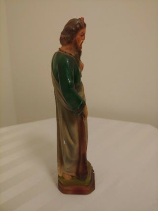 Vintage Catholic St.  Jude Hand Painted Chalkware Statue 8 1/2 