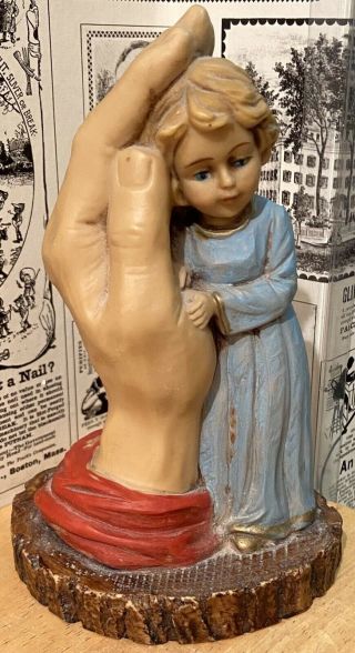 Vintage Figurine - Child Comforted By The Hand Of God - 7 Inches Tall - Resin ?