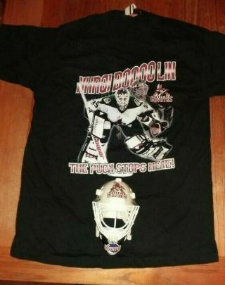 Nikolai Khabibulin 1996 - 97 Mini Goalie Mask And Promo T - Shirt (size Large) Rare