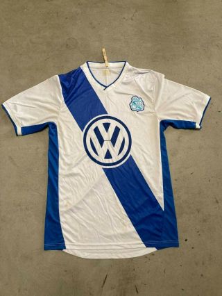 Vintage Puebla Fc White Blue Mexican League Soccer Jersey