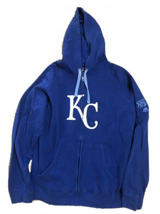 Mlb Kansas City Royals Majestic Blue Zip Up Hoodie (large)