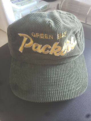 Vintage Green Bay Packers Corduroy Hat Cap Ballcap Adjustable