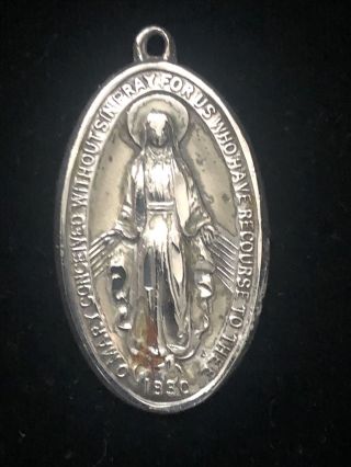 Vintage Catholic Creed Sterling Silver Miraculous Mary Religious Medal 9.  8 Gr