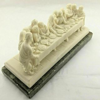 Vtg The Last Supper Hand Carved Alabaster Figure Made In Italy On Marble Base