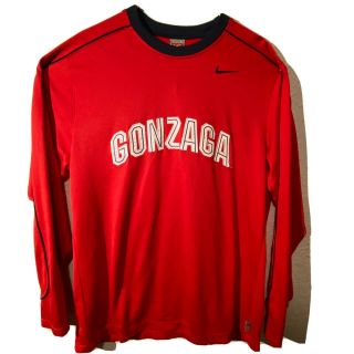 Nike Gonzaga Basketball Warmup Jersey Long Sleeve Red Spellout Size L Ncaa