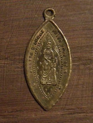 Antique Religious Bronze Medal Pendant Saint Anne