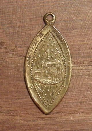 Antique religious bronze medal pendant Saint Anne 2