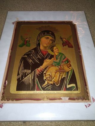 Vintage Catholic Print Picture - Our Lady Of Perpetual Help 9 X 11 Ready To Frame