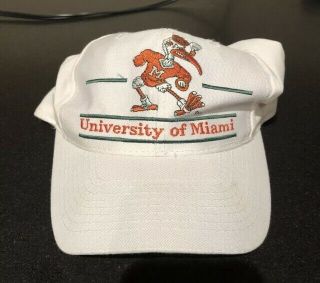 Vtg University Of Miami Hurricanes Split Bar The Game Snapback Hat Cap Ncaa