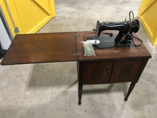 Industrial Singer Sewing Machine Table Vintage W/ Light Model 15