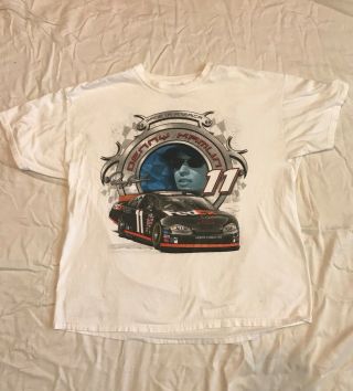Denny Hamlin 11 Nascar Gray Large T - Shirt Joe Gibbs Racing A0