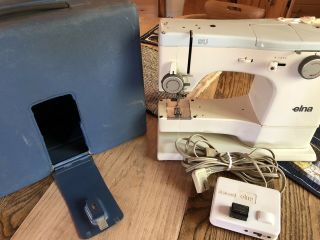 Elna Su Switzerland Sewing Machine Portable Metal Carry Case Foot Petal Parts