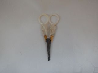 Antique Pair Mother Of Pearl Handled Sewing/embroidery Scissors - 3 3/4 " C.  1890