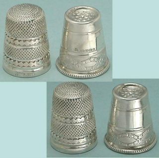 2 Vintage Sterling Silver Thimbles By Swann English Hallmarks