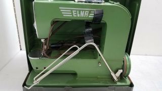 Vintage Elna Green Sewing Machine W/case
