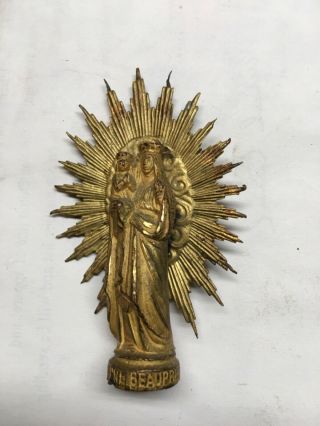 Antique Metal Christian Virgin Mary Madonna Child Jesus Figure