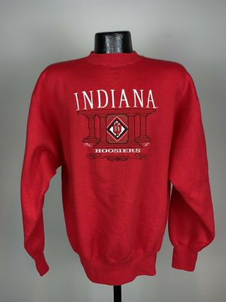 Men’s Vintage Throwback Indiana Hoosiers Cotton Red Crew Sweatshirt Medium