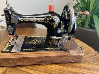 1906 Singer Sewing Machine Model 28,  12 Spoke Wheel,  Hand Crank