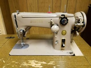 Vintage Singer Model 306k Semi - Industrial Sewing Machine - In Cabinet With Bench