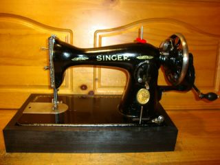 Antique Singer Sewing Machine Model 15 - 90,  Hand Crank,  Serviced