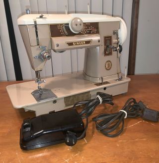 Vintage Singer 401a Sewing Machine Heavy Duty Pedal And Cords