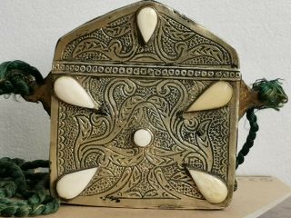 Antique Moroccan Islamic Koran Purse Nomad Brass Copper Silvered Box