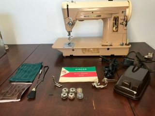 Vintage Singer 404 Slant Needle Sewing Machine Serviced With Accessories
