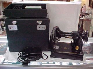 1950 Singer 221 - 1 Featherweight Sewing Machine And Accessories,  Runs Well
