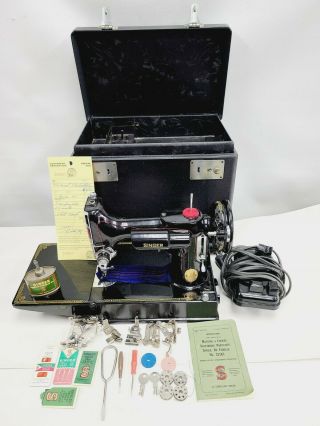 Near 1949 Singer Featherweight 221 Sewing Machine Case Serviced