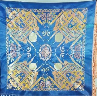 Vintage Wwii Taj Mahal Brocade Silk Piano Scarf Shawl Tablecloth 82x82 Cms